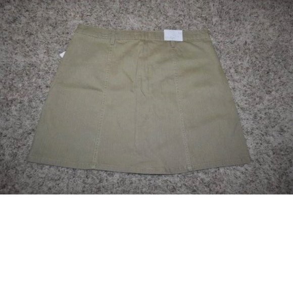 Womens Jessica Simpson Denim Skirt 32 Khaki Jean Stretch A-Line Burron Front - Picture 4 of 4